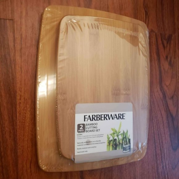 NEW set of 2 bamboo cutting boards board kitchen cooking supplies Farberware - Picture 8 of 8